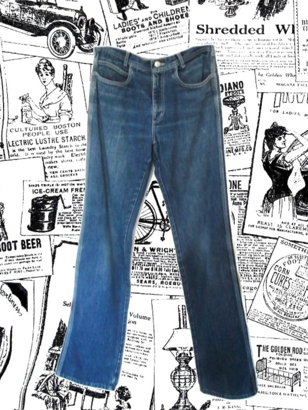 1970s vintage silver studded bellbottom jeans medium tall
